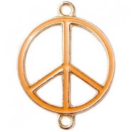 Metalen hangers - tussenzetsels " Peace"  goud / oranje